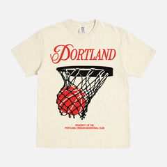 Off White Portland Trailblazers Comfort Colors t-shirt with streetwear graphics and vintage jersey text
