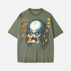 Retro Predator movie graphic t-shirt, washed green 80s sci-fi action movie graphic tee shirt for sale at throwbacks