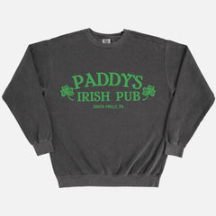 Washed Black Paddy's Irish Pub Logo sweatshirt, heavyweight comfort colors Always Sunny crewneck for men and women