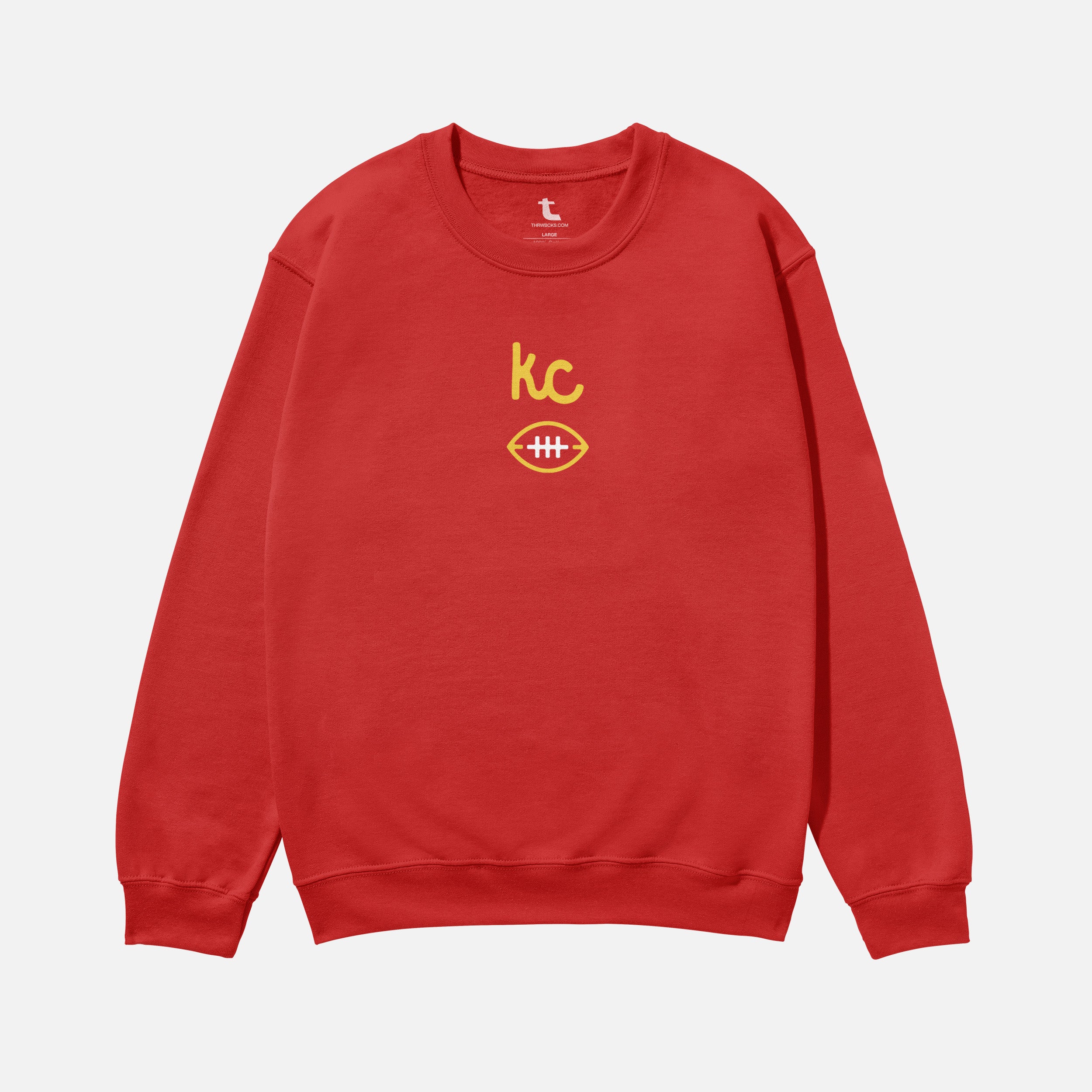 Retro vintage Kansas City Chiefs sweatshirt with yellow logo on a unisex crewneck sweater  with front and back print for KC football fans