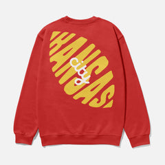 Cute Kansas City Chiefs sweatshirt with yellow logo on a unisex crewneck sweater  with front and back print for KC football fans