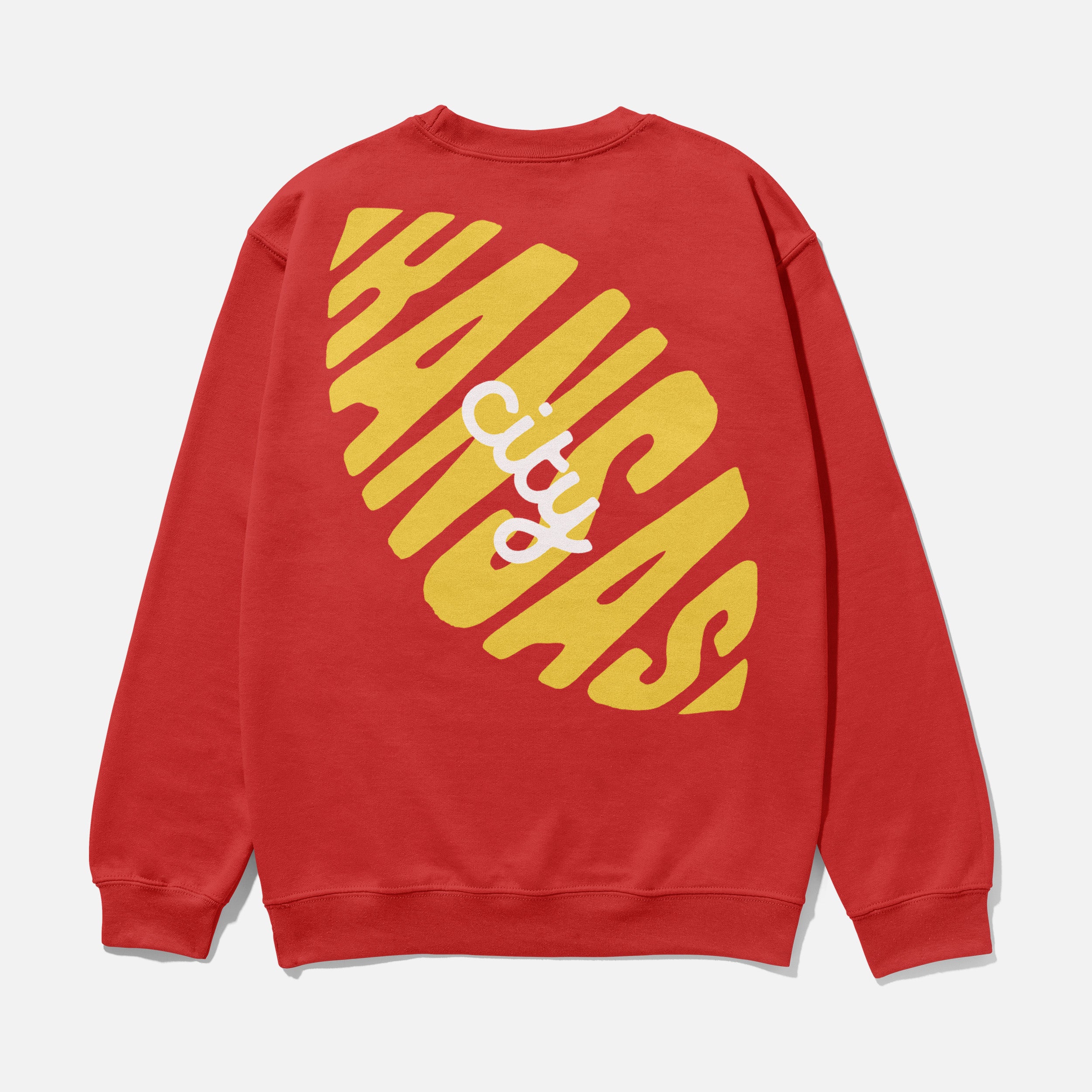 Cute Kansas City Chiefs sweatshirt with yellow logo on a unisex crewneck sweater  with front and back print for KC football fans
