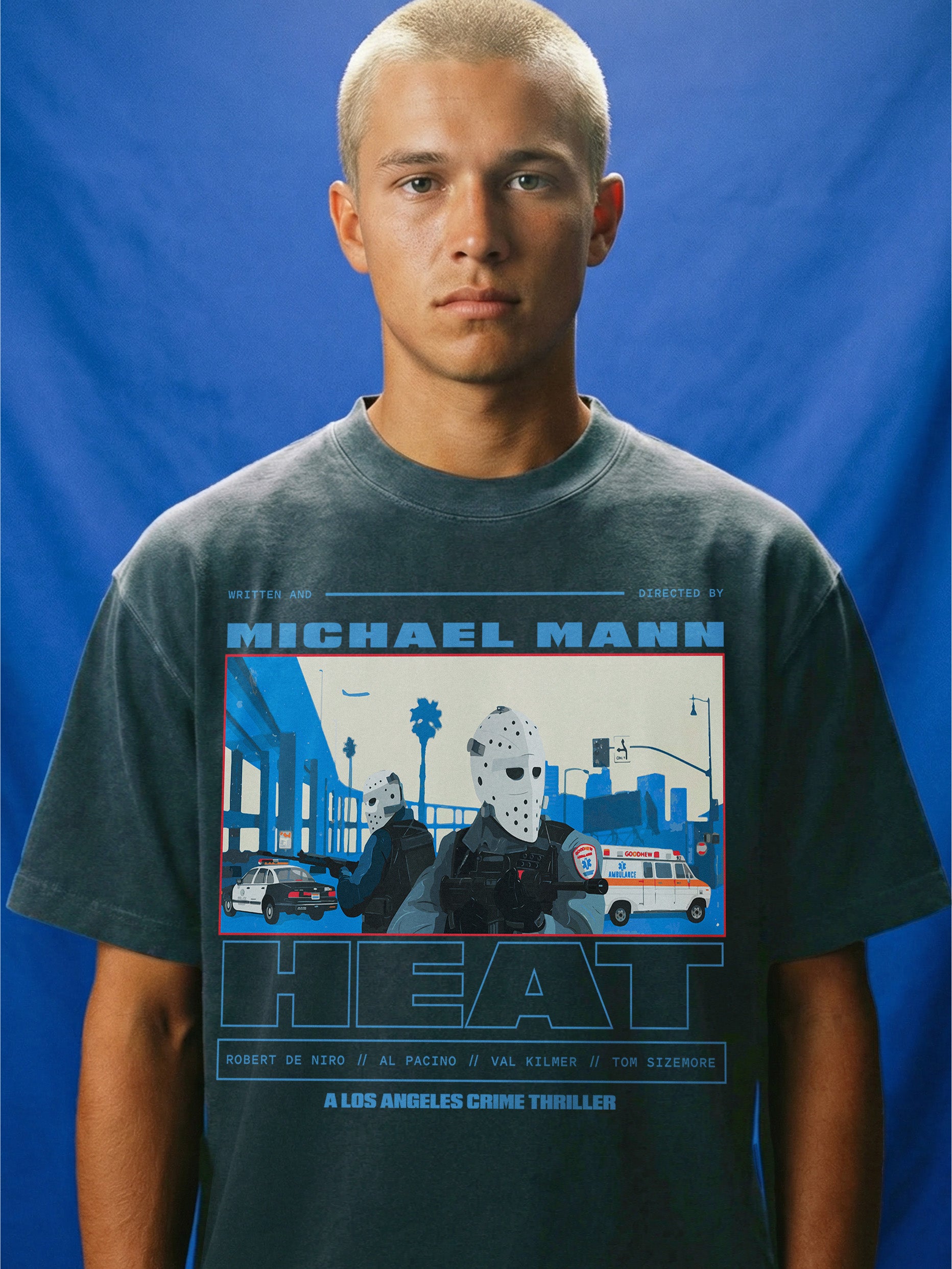 1995 retro Heat movie graphic t-shirt, streetwear style 90s action film Heat tee