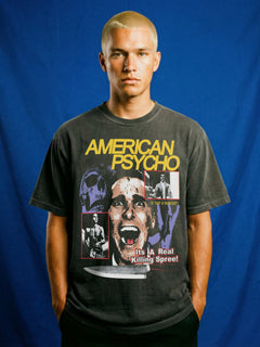 Patrick Bateman Bootleg T-Shirt, American Psycho movie graphic tee with Christian Bale Chainsaw streetwear