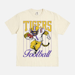 Cute Vintage LSU Tigers mascot college football pinstripes graphic t-shirt comfort colors