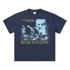 Alfred Hitchcock Rear Window 1954 Movie graphic t-shirt for cult classic movie fans