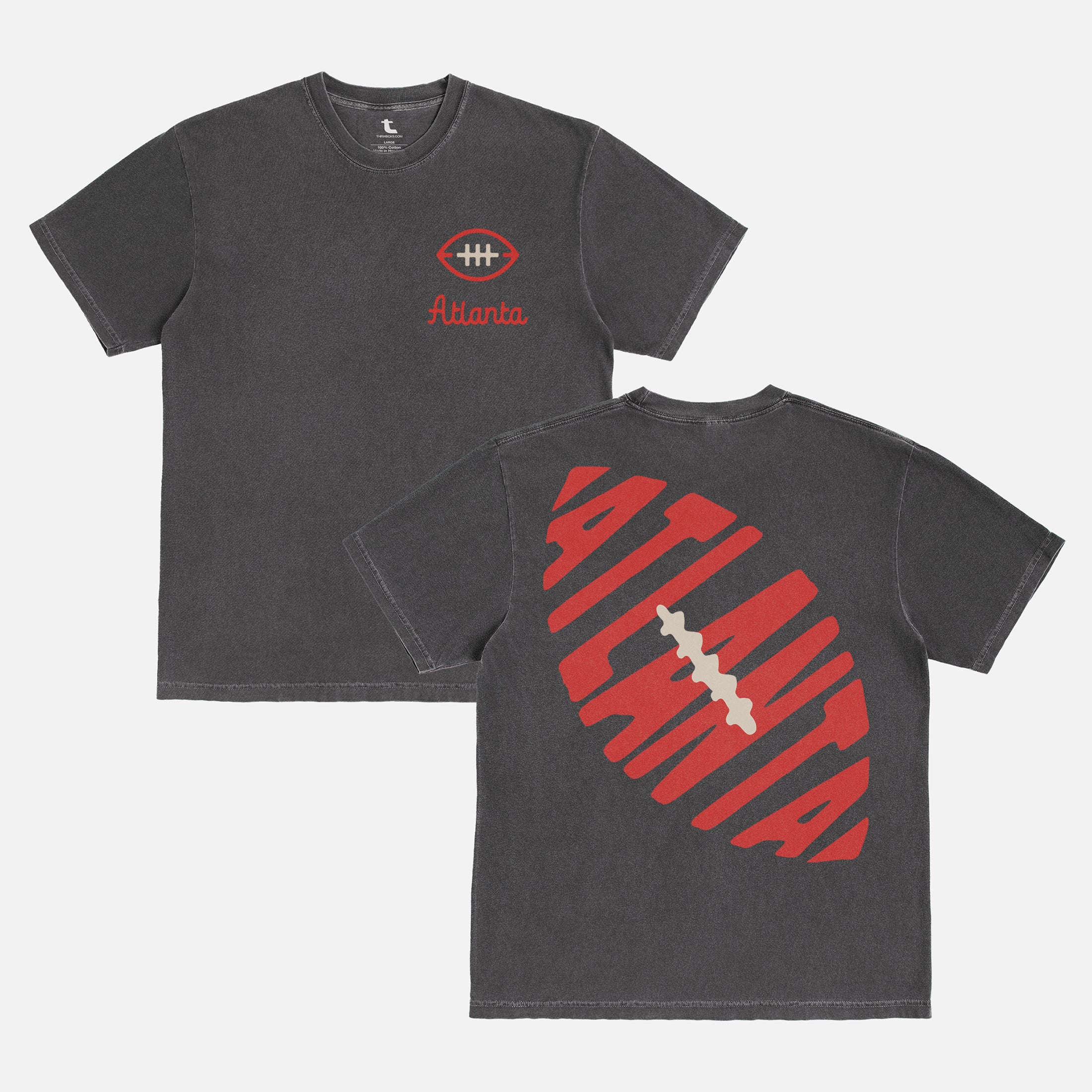 Retro faded black and red Comfort Colors Atlanta Falcons football t-shirt with vintage custom ATL football logo and front and back print