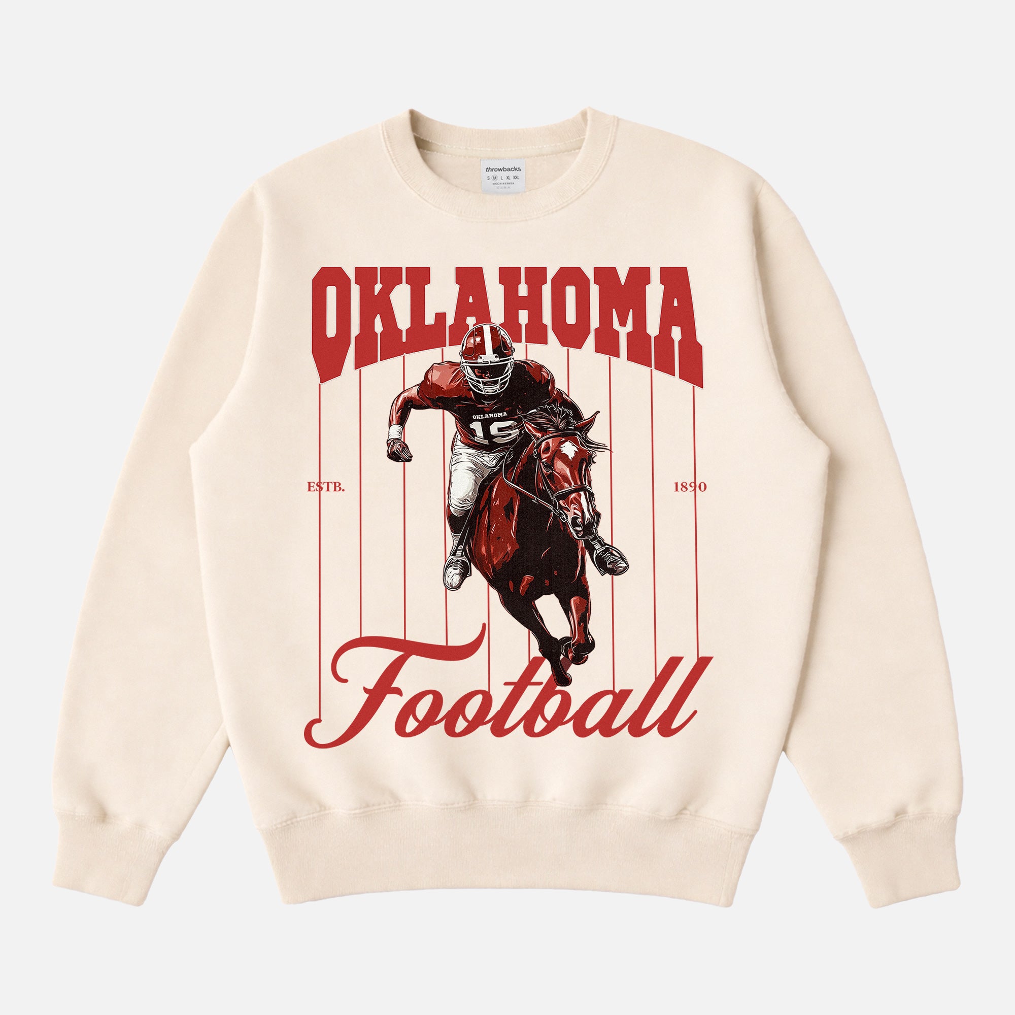 REtro Oklahoma Sooners football sweatshirt heavyweight cream beige