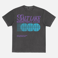 Utah Jazz Salt Lake BAsketball Club streetwear graphic t-shirt with 90s bball graphic and throwback colors