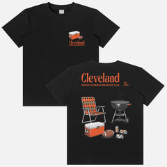 Funny vintage Cleveland Browns NFL football tailgate t-shirt with retro beer and bbq pit