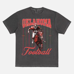 Vintage Oklahoma Sooners college football t-shirt with retro mascot pinstripes graphic on comfort colors graphic tee