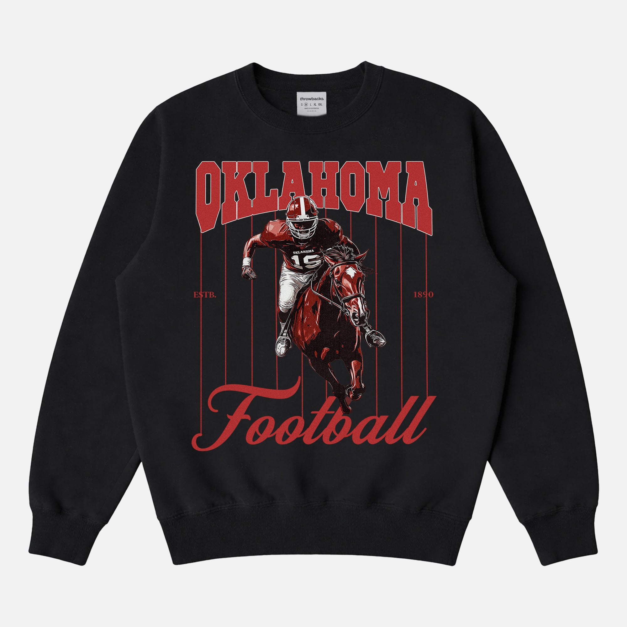 REtro Oklahoma Sooners football sweatshirt premium black college football crewneck