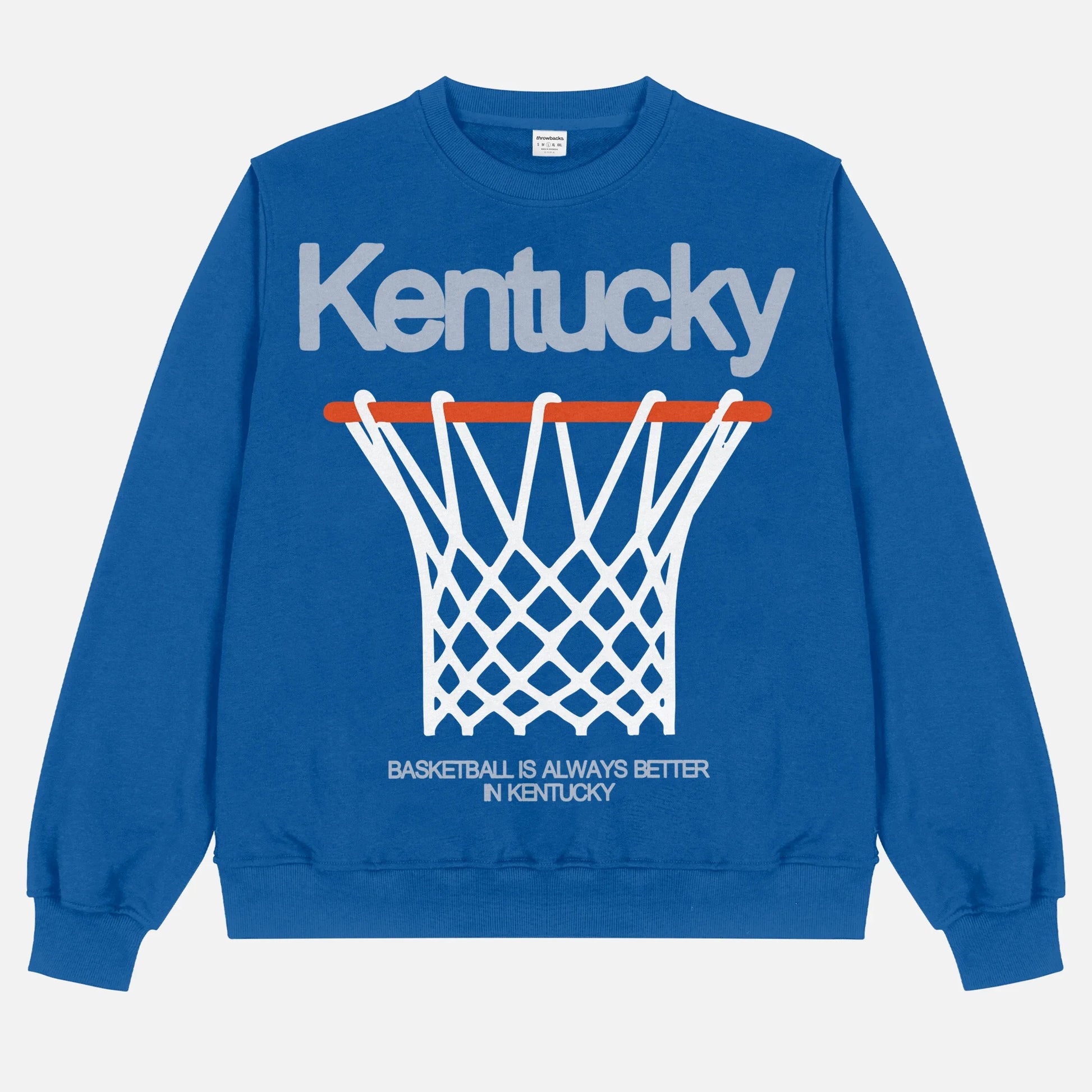 Old school University of Kentucky Wildcats college basketball crewneck in heavyweight royal blue crewneck for men and women for sale at Throwbacks