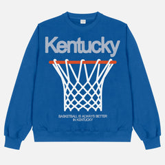 Old school University of Kentucky Wildcats college basketball crewneck in heavyweight royal blue crewneck for men and women for sale at Throwbacks