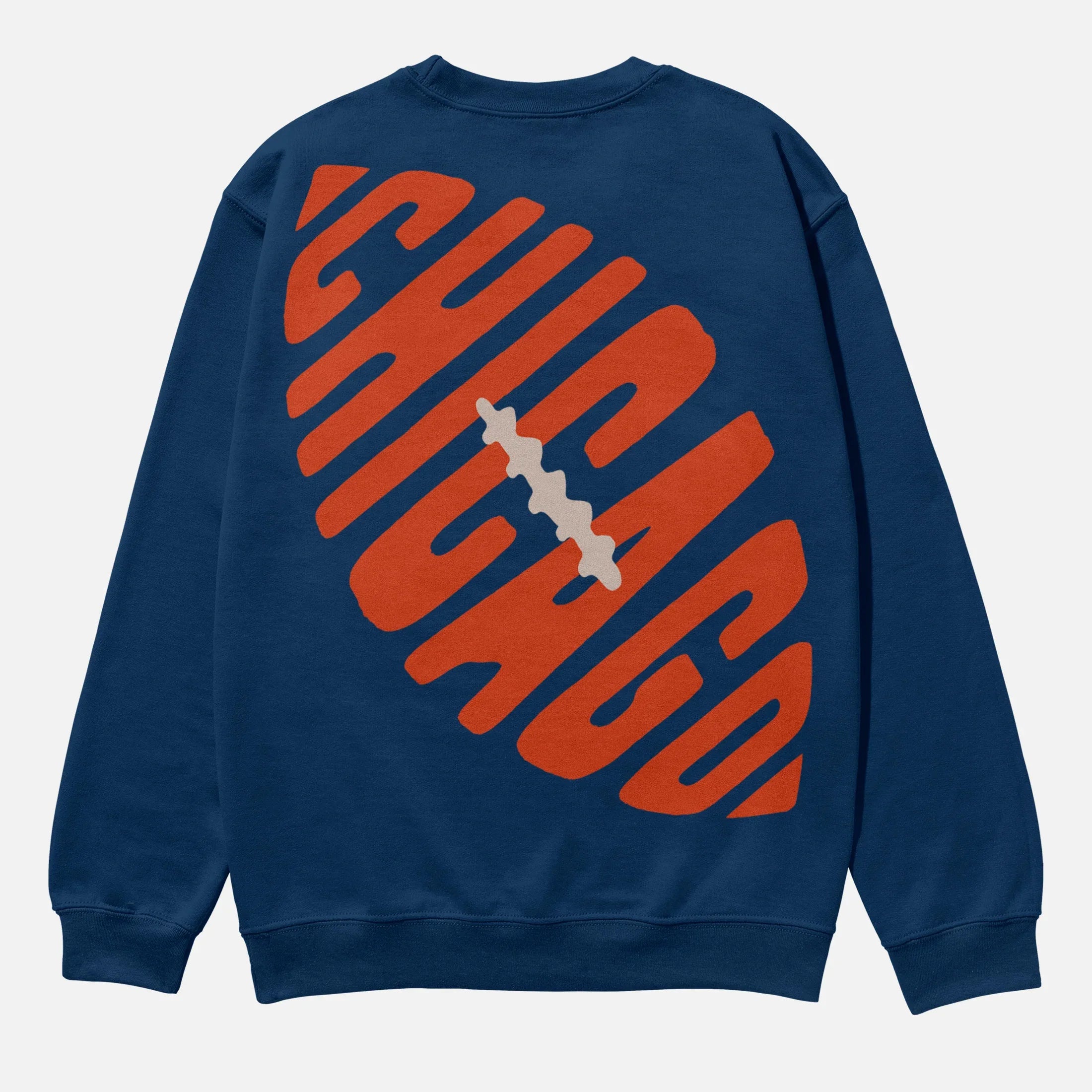 Unisex oversized retro heavyweight Chicago Bears sweatshirt, navy and orange vintage bears football crewneck with front and back print