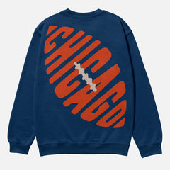 Unisex oversized retro heavyweight Chicago Bears sweatshirt, navy and orange vintage bears football crewneck with front and back print