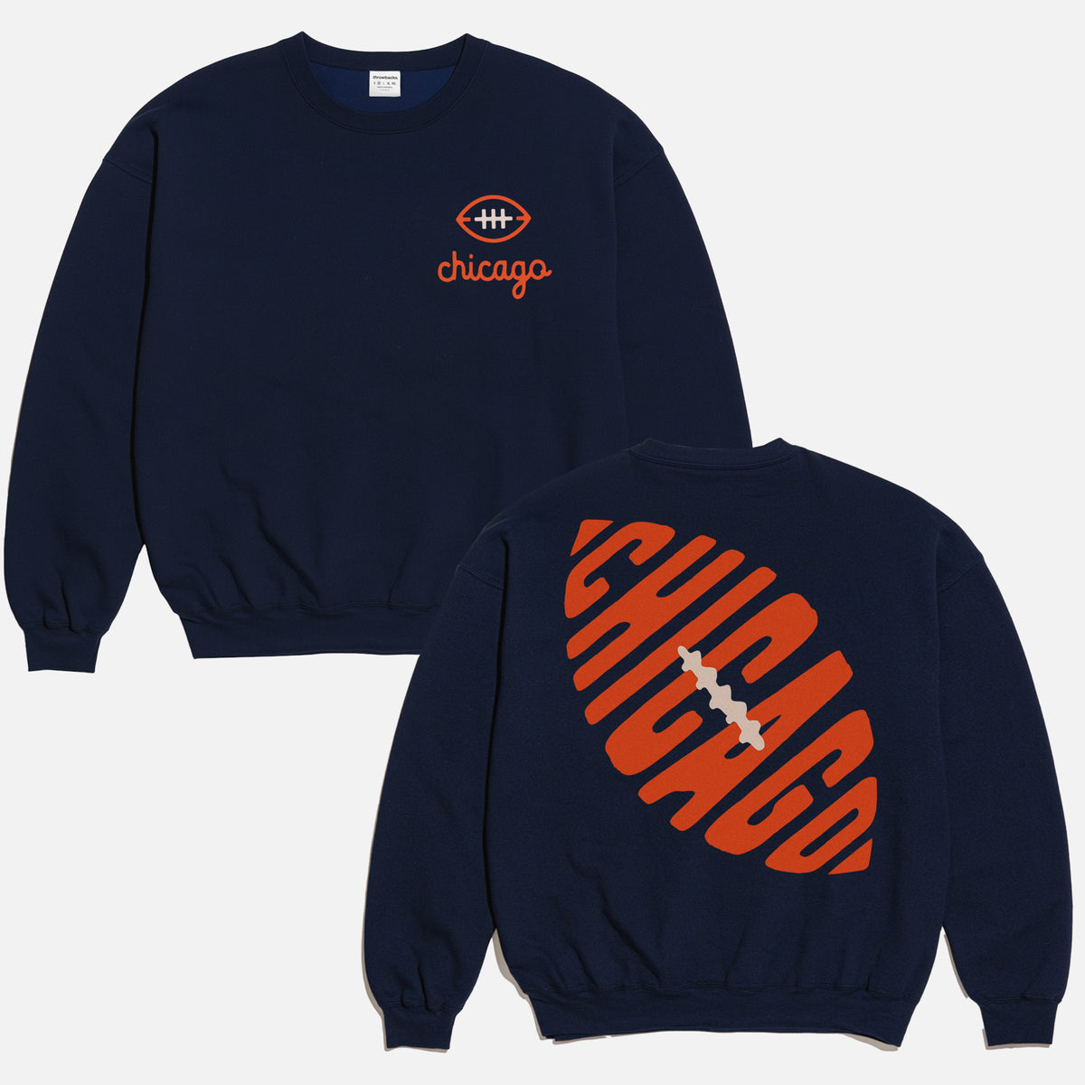 Cute retro heavyweight Chicago Bears sweatshirt, navy vintage bears football crewneck with front and back print