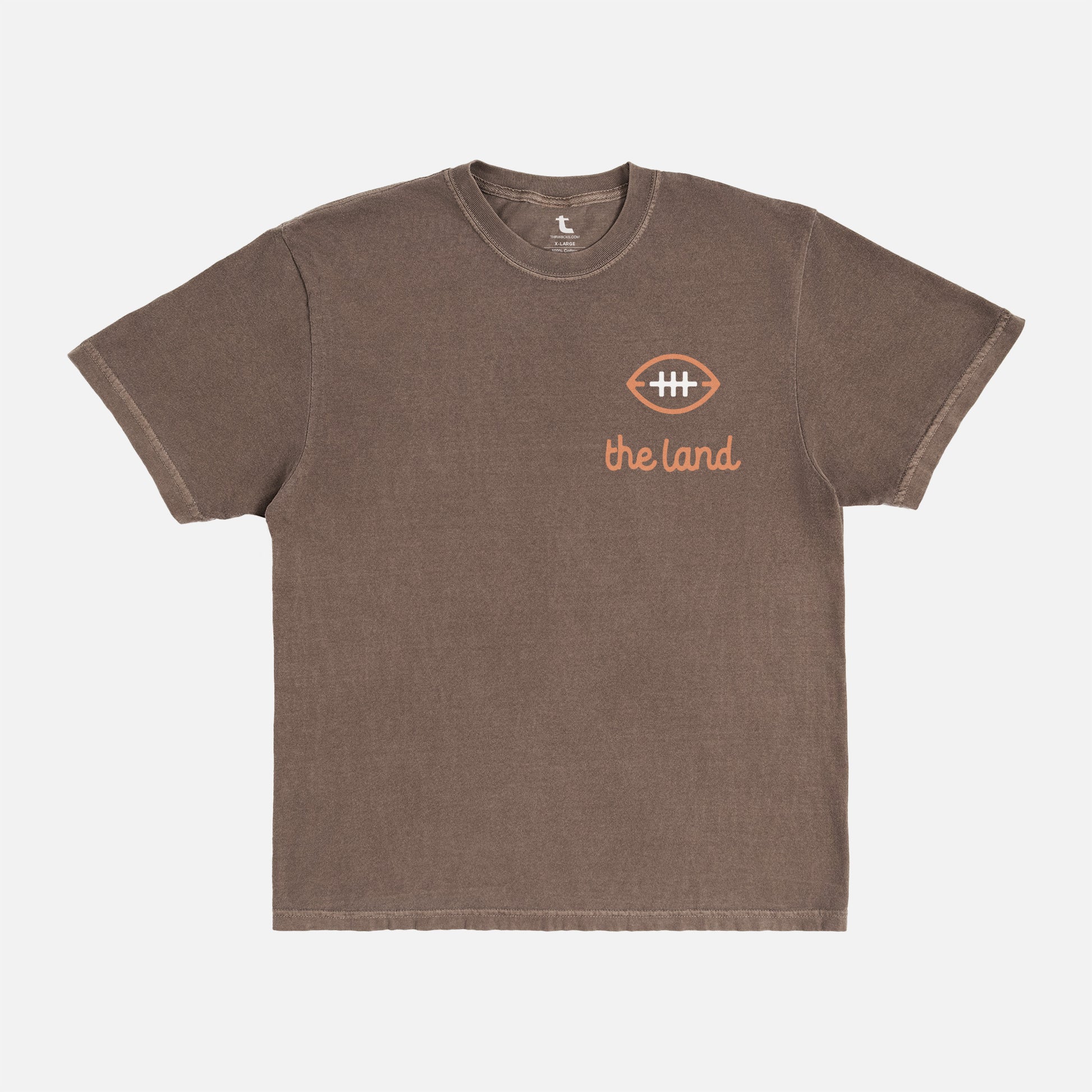 Retro faded brown Comfort Colors Cleveland Browns football t-shirt with vintage custom Cleveland football logo and front and back print
