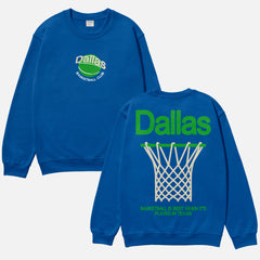 Dallas Mavericks throwback jersey crewneck sweatshirt with oversized front and back print for men and women