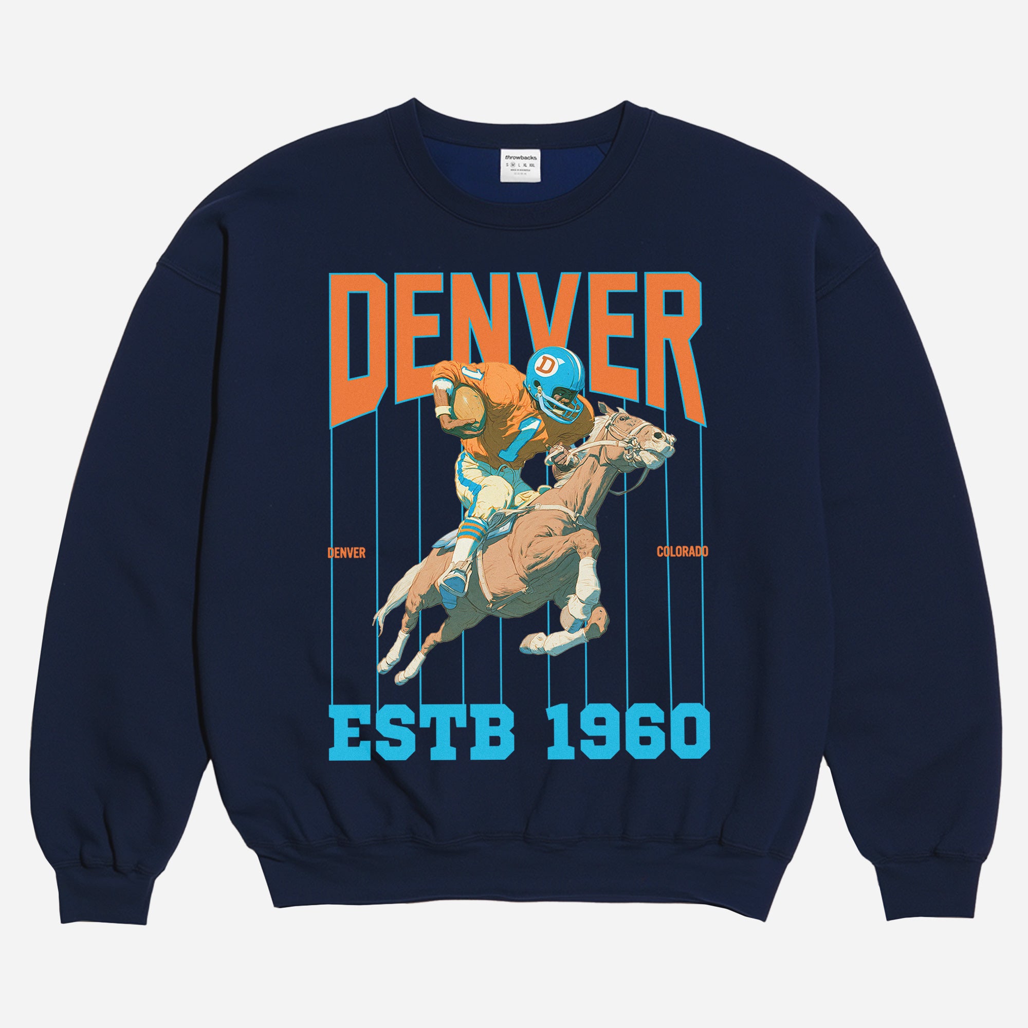 Old School denver broncos navy football fan crewneck sweatshirt