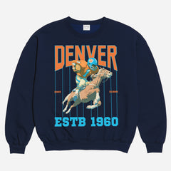 Old School denver broncos navy football fan crewneck sweatshirt