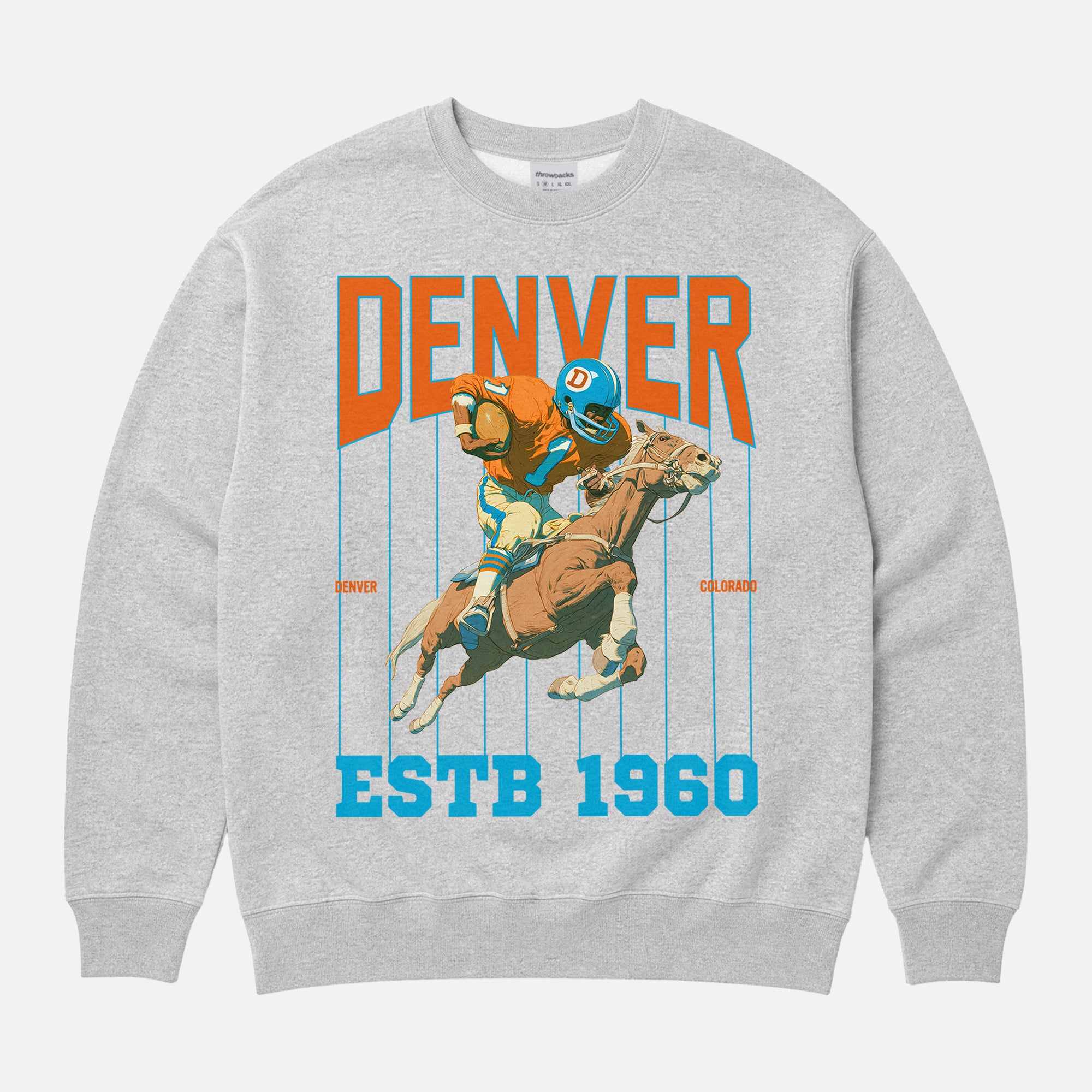 Old School denver broncos grey football fan crewneck sweatshirt