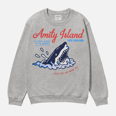 Jaws Movie Sweatshirt, retro funny Amity Island Tourist Travel crewneck for sale at Throwbacks