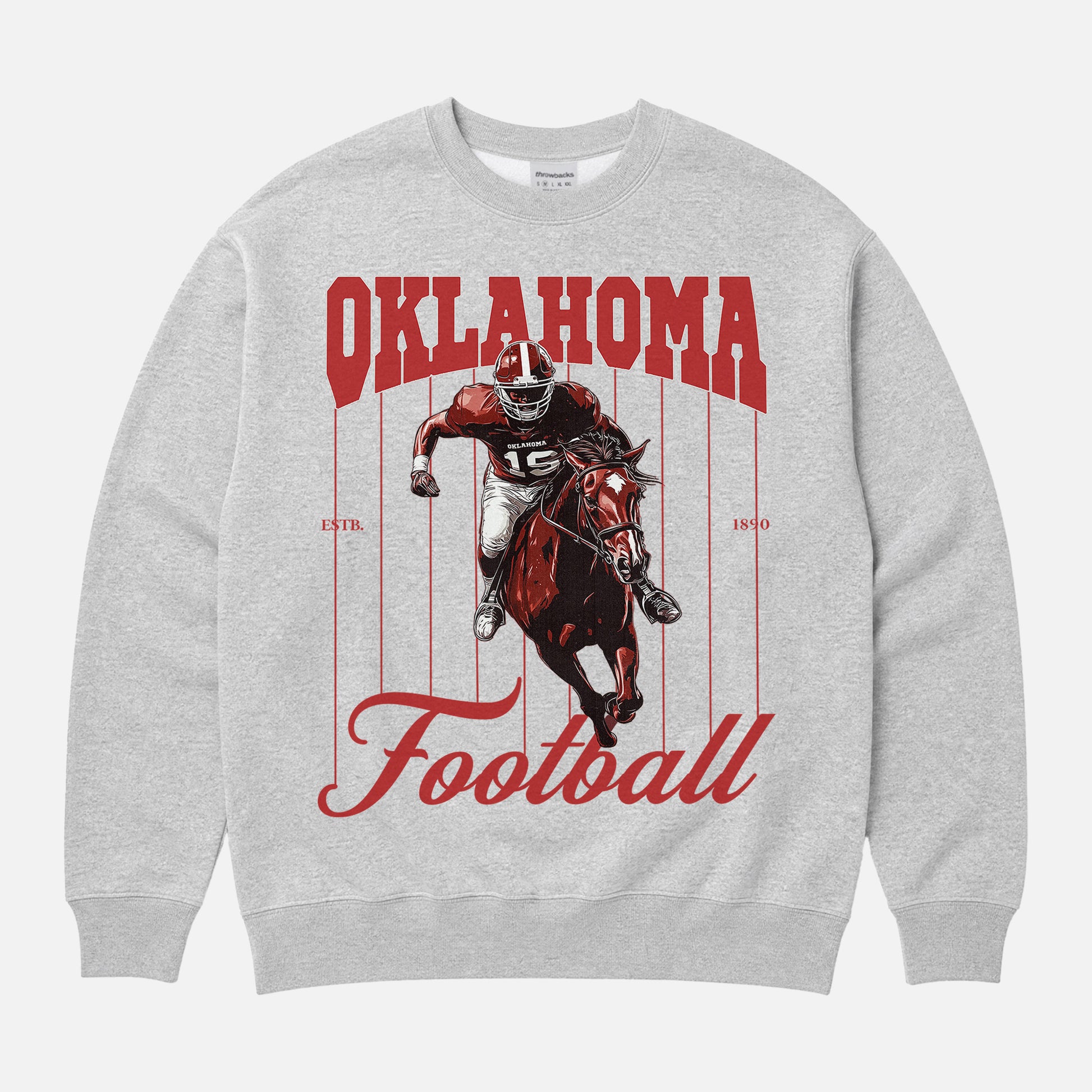 REtro Oklahoma Sooners football sweatshirt premium heather grey college football crewneck