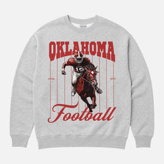 REtro Oklahoma Sooners football sweatshirt premium heather grey college football crewneck