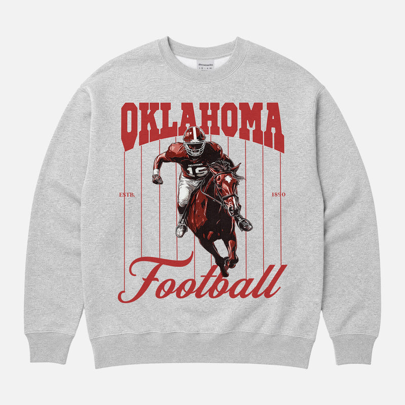 REtro Oklahoma Sooners football sweatshirt premium heather grey college football crewneck