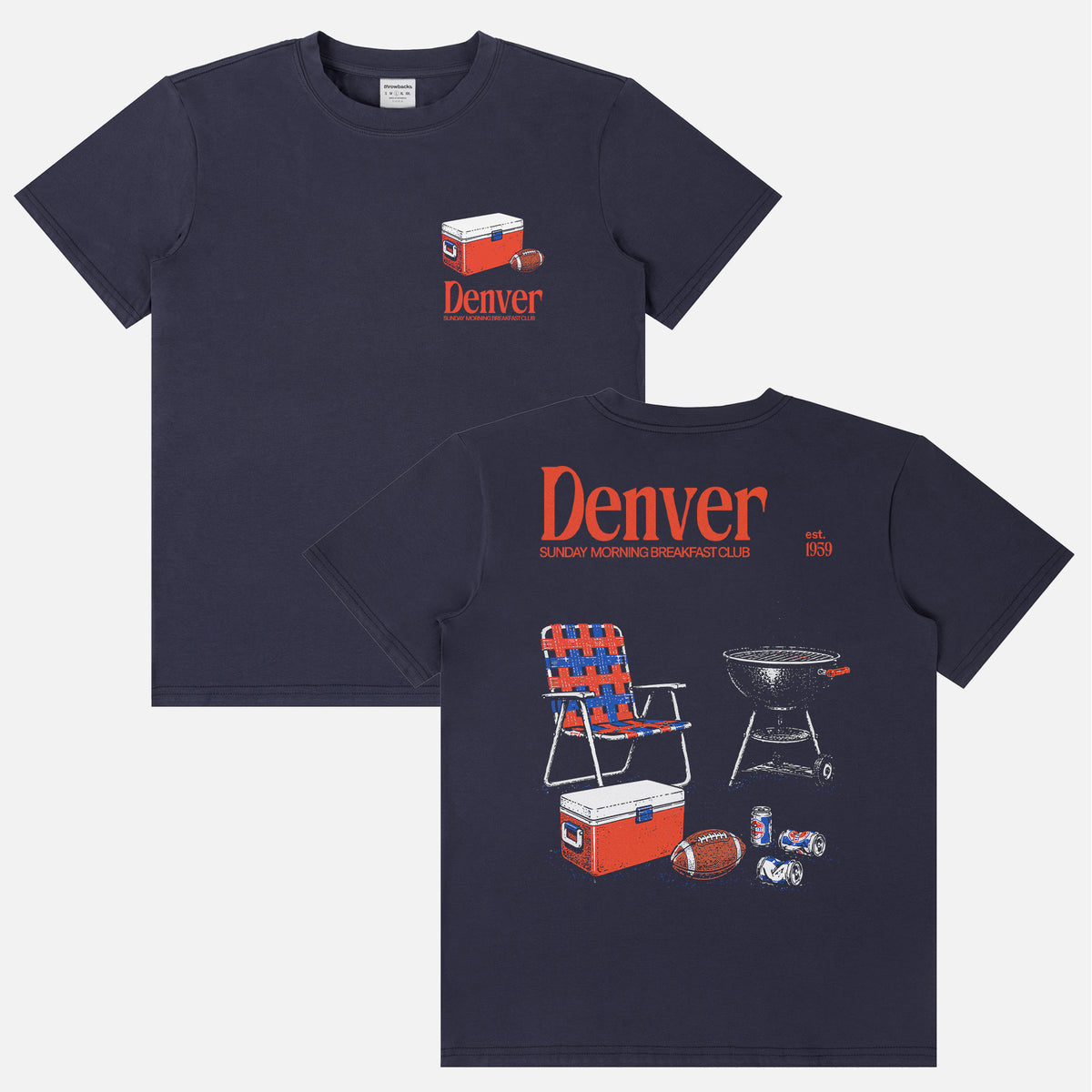 Funny vintage Denver Broncos NFL football fan tailgate t-shirt with retro beer and bbq pit
