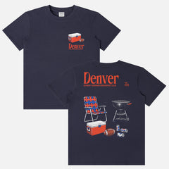 Funny vintage Denver Broncos NFL football fan tailgate t-shirt with retro beer and bbq pit