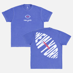 Vintage Comfort Colors faded blue New York Giants graphic t-shirt with custom NY football logo and oversized front and back print