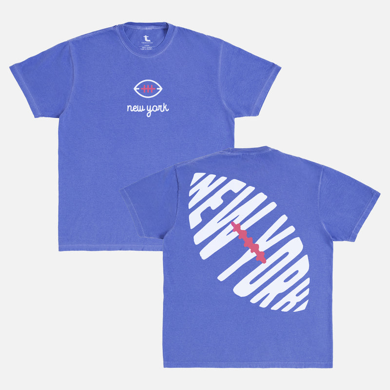 Vintage Comfort Colors faded blue New York Giants graphic t-shirt with custom NY football logo and oversized front and back print