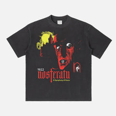 Retro Nosferatu horror movie t-shirt, vintage vampire film streetwear graphic tee shirt for men and women