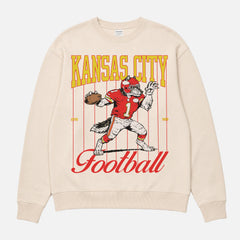 retro 80s Kansas City Chiefs crewneck sweatshirt with vintage pinstripes and mascot graphic