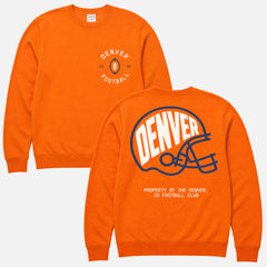 Cute vintage Denver Broncos football fan crewneck sweatshirt with retro logo and back print