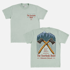 The overlook hotel Comfort Colors graphic tee, Staley Kubrick's the shining 80s horror movie t-shirt 