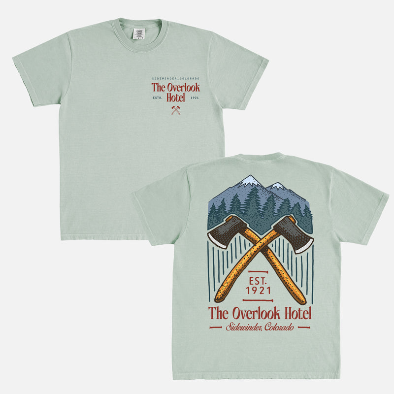 The overlook hotel Comfort Colors graphic tee, Staley Kubrick's the shining 80s horror movie t-shirt 