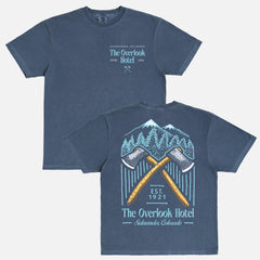 The overlook hotel Comfort Colors graphic tee, Staley Kubrick's the shining 80s horror movie faded navy t-shirt 