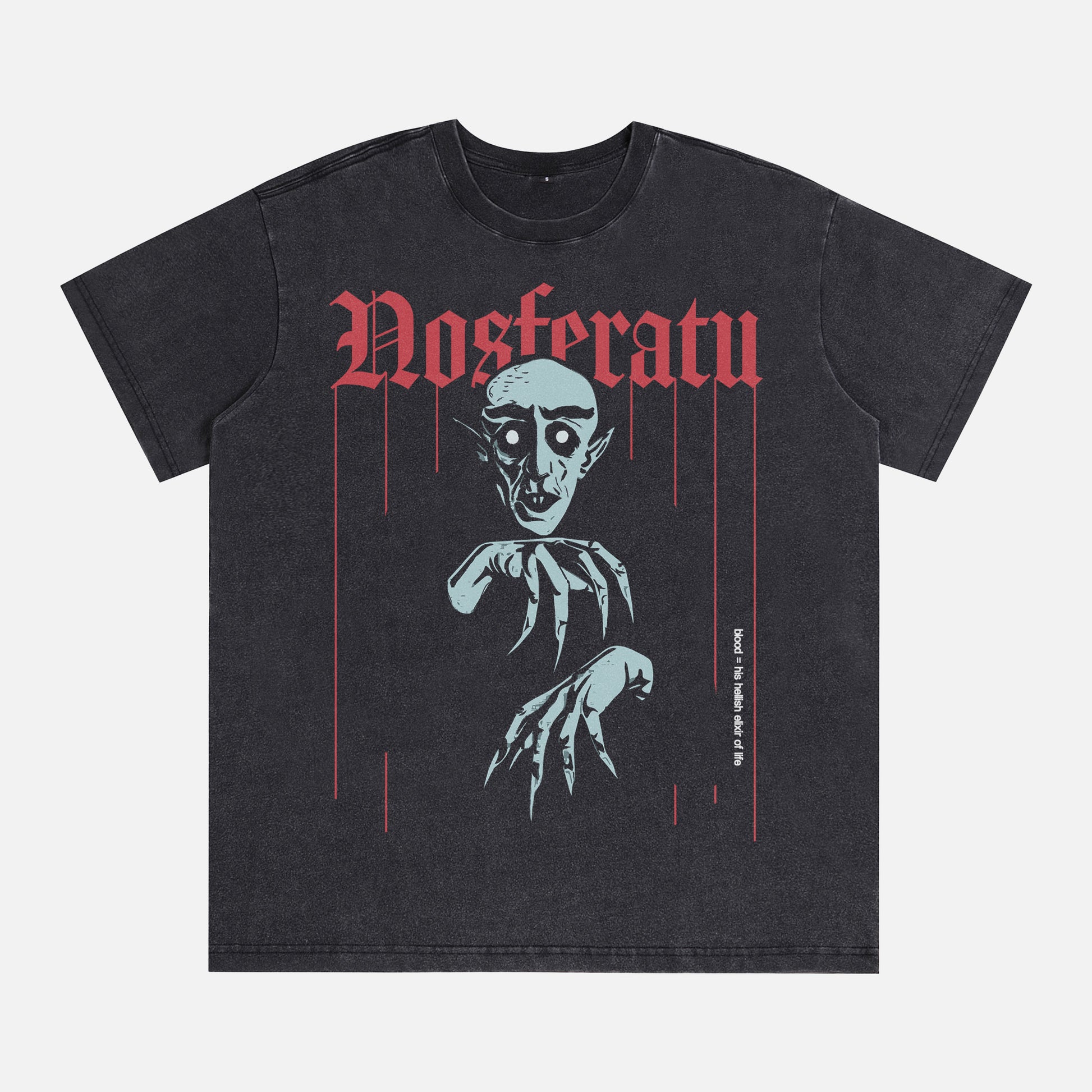 Retro Nosferatu movie streetwear t-shirt, original nosferatu a symphony of horror horror film black graphic tee
