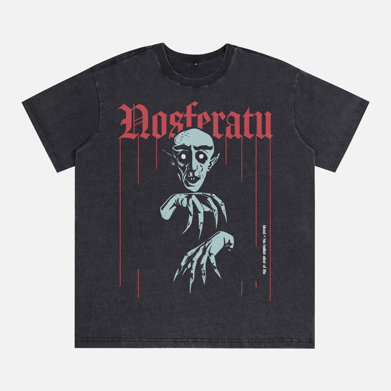 Retro Nosferatu movie streetwear t-shirt, original nosferatu a symphony of horror horror film black graphic tee