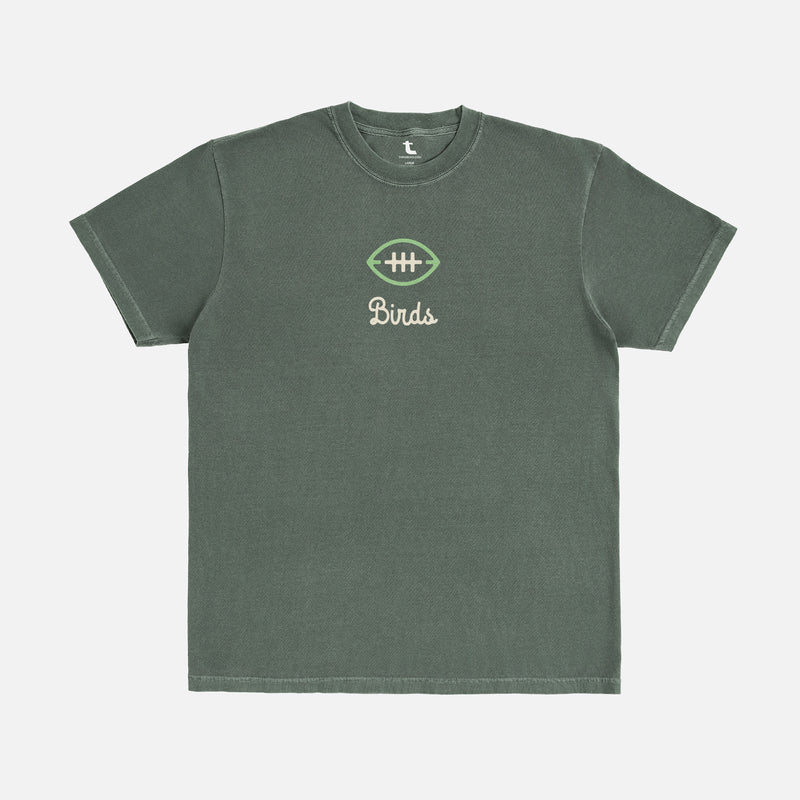 Retro unisex Philadelphia eagles washed distressed green graphic tee shirt with kelly green Philly football logo on front and back