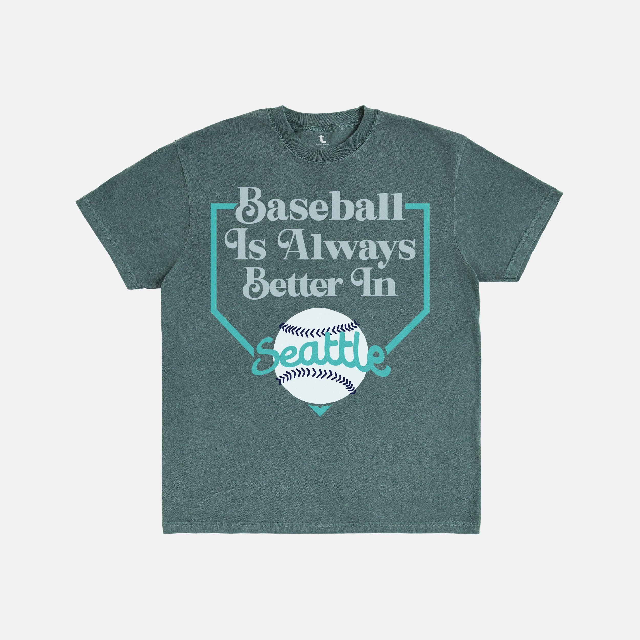 Retro Seattle Mariners baseball graphic tee on distressed teal green t-shirt for men and women