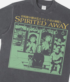 Retro Spirited Away Movie Graphic Tee Vintage 2001 Hayao Miyazaki anime film  faded heavyweight streetwear t-shirt