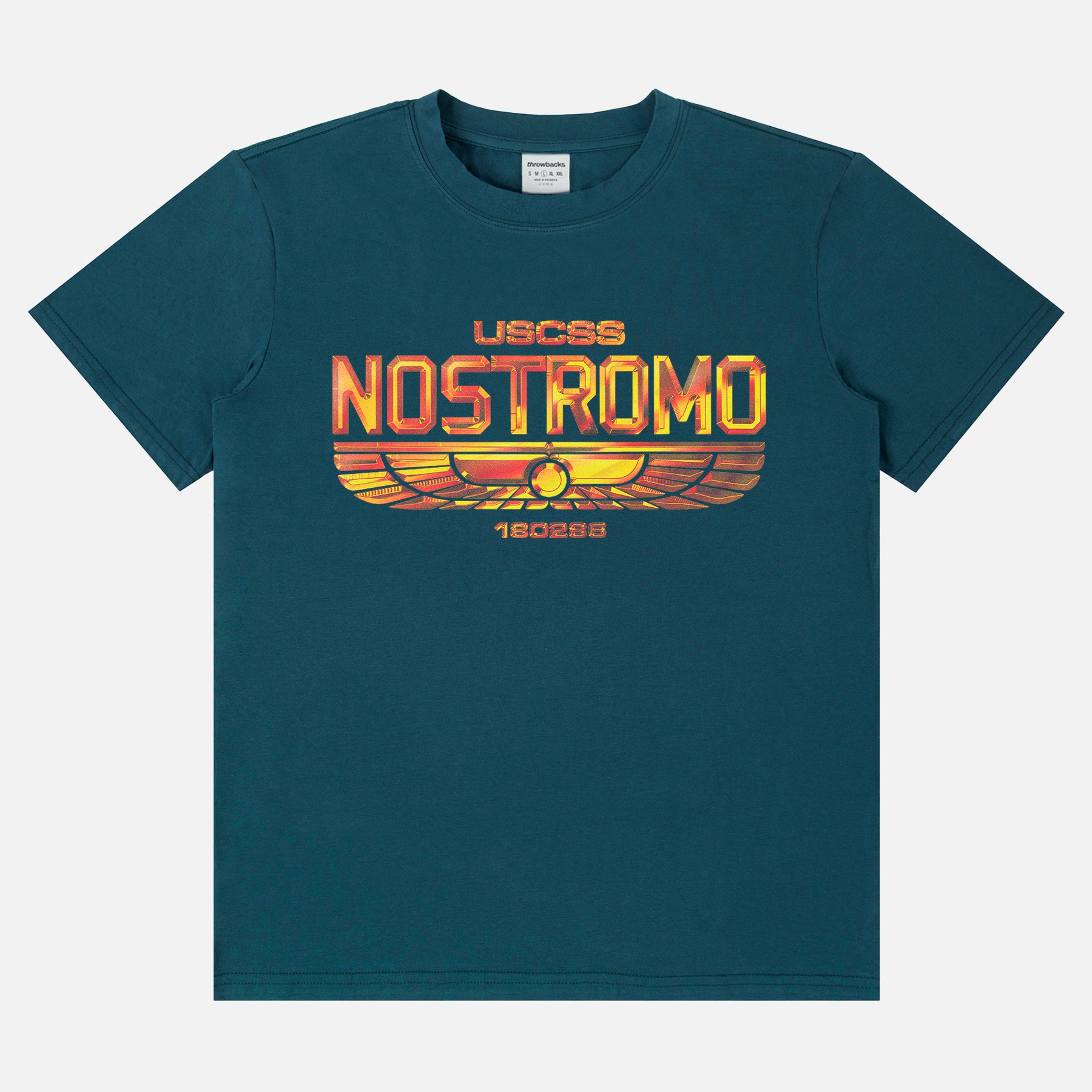 Chrome Orange Yellow USCSS Nostromo Badge Logo t-shirt, weyland yutani alien movie graphic tee streetwear