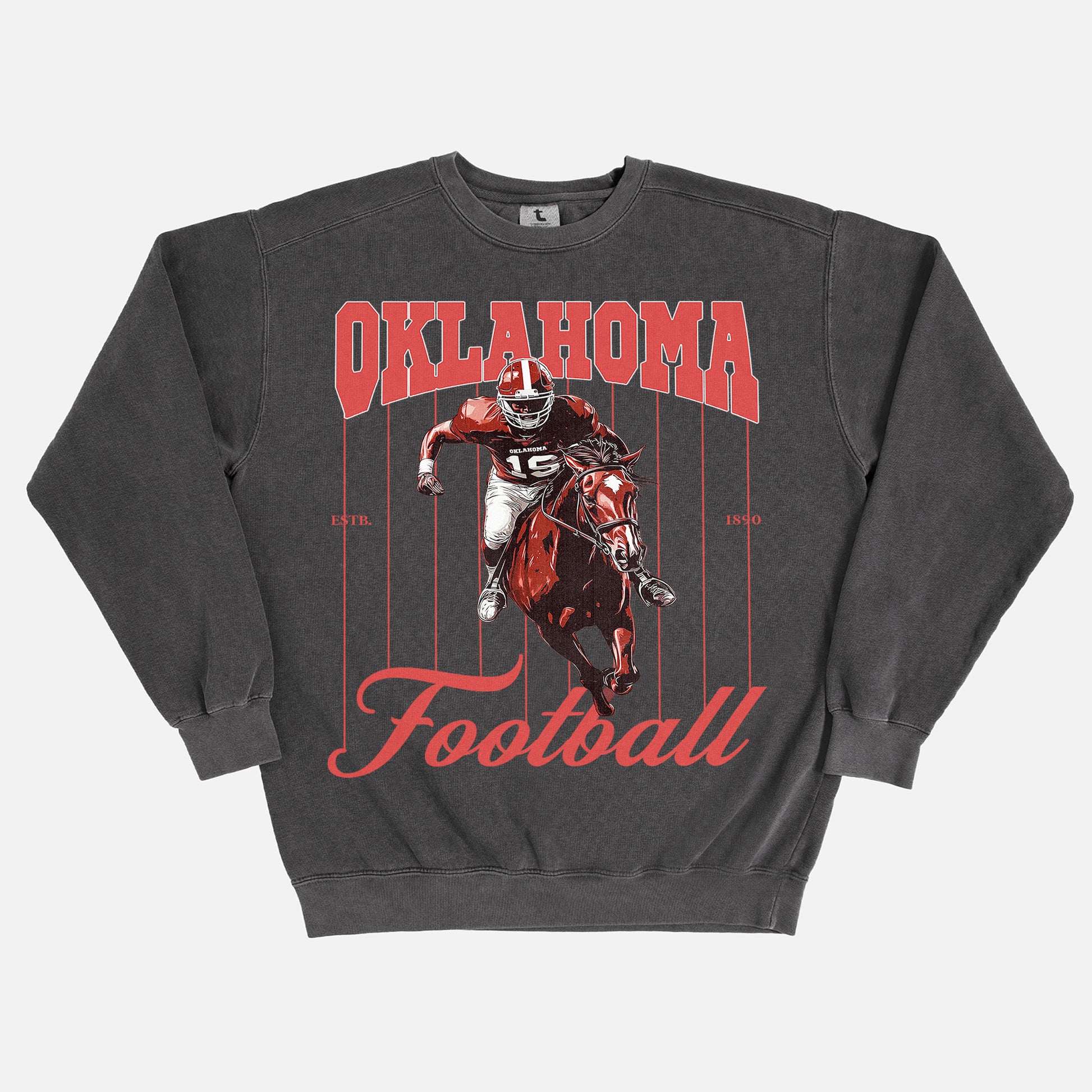REtro Oklahoma Sooners football sweatshirt heavyweight washed black