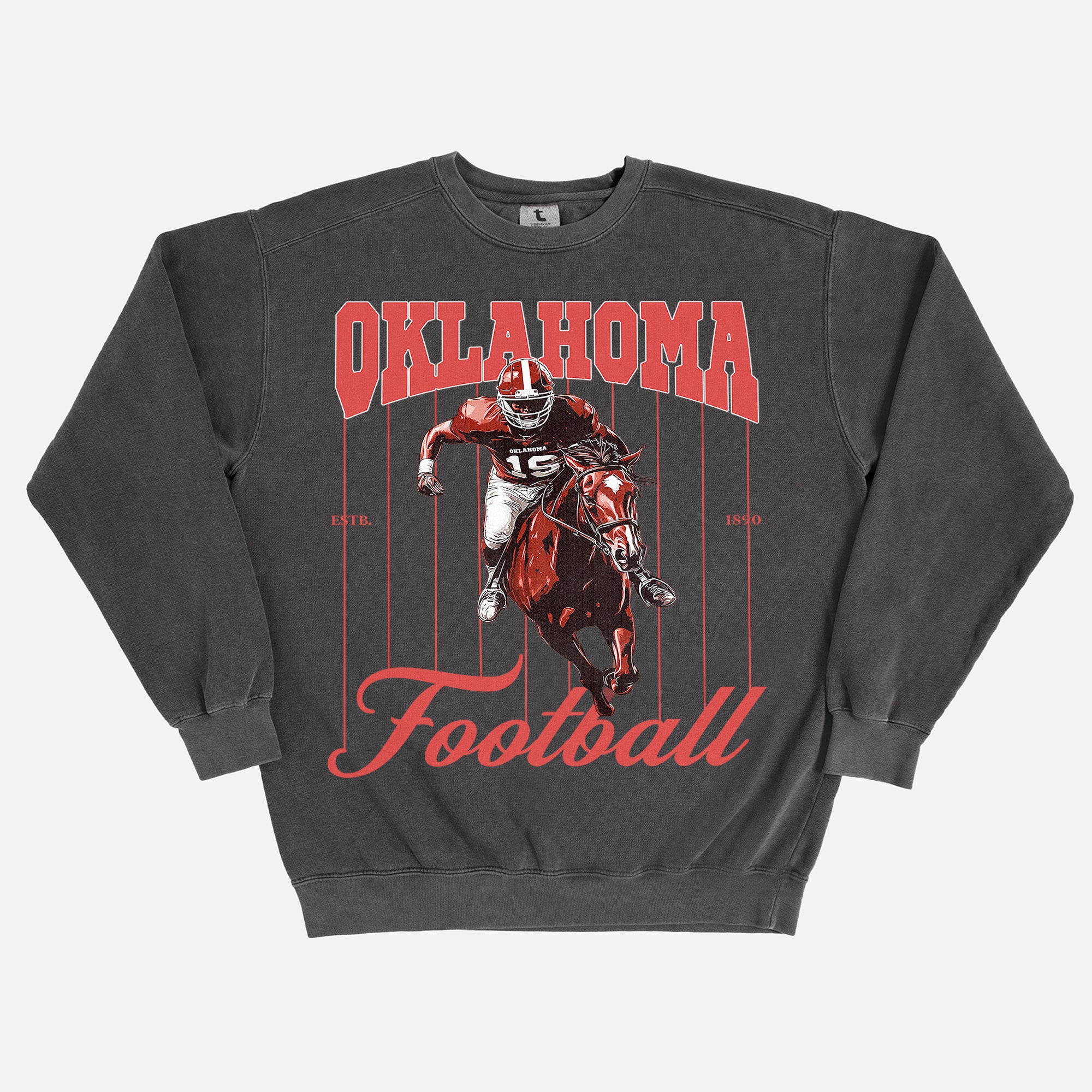 REtro Oklahoma Sooners football sweatshirt heavyweight washed black
