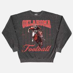 REtro Oklahoma Sooners football sweatshirt heavyweight washed black