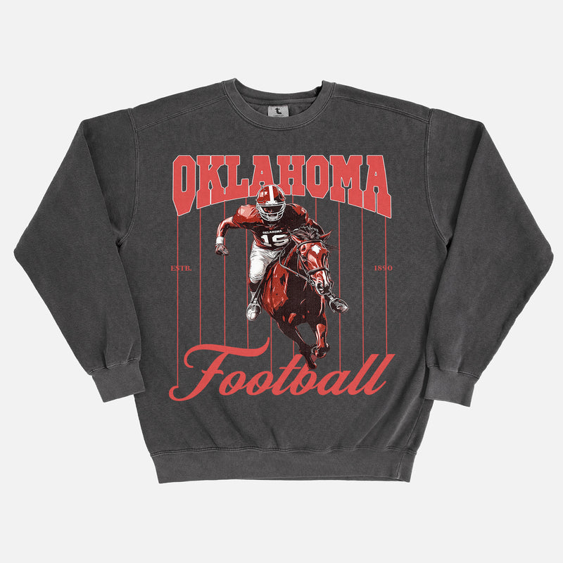 REtro Oklahoma Sooners football sweatshirt heavyweight washed black